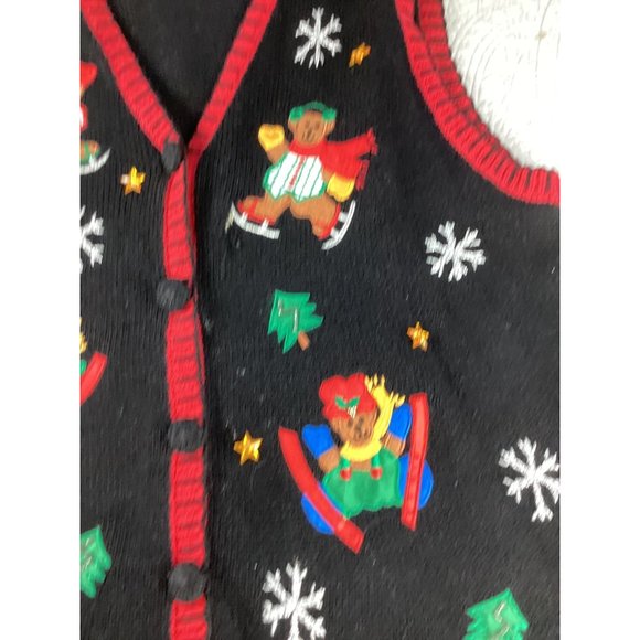 Womens Nutcracker Ugly Christmas Sweater Vest * Large* Black Red *Ramie cotton - Picture 6 of 11